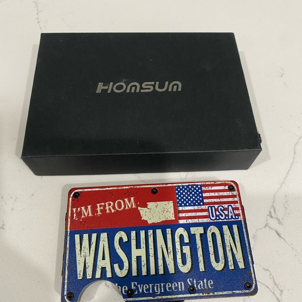 Minimalist Wallet Washington State Metal Money Clip Slim Cash Credit Card Holder